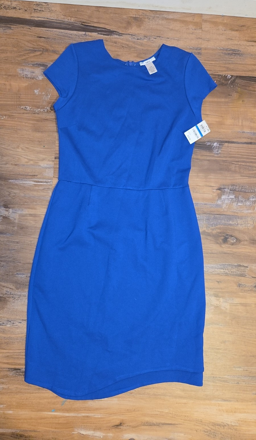Bar III Blue Solid Sheath Dress Women’s XL/16 Regular Round Neck Zip Knee Length