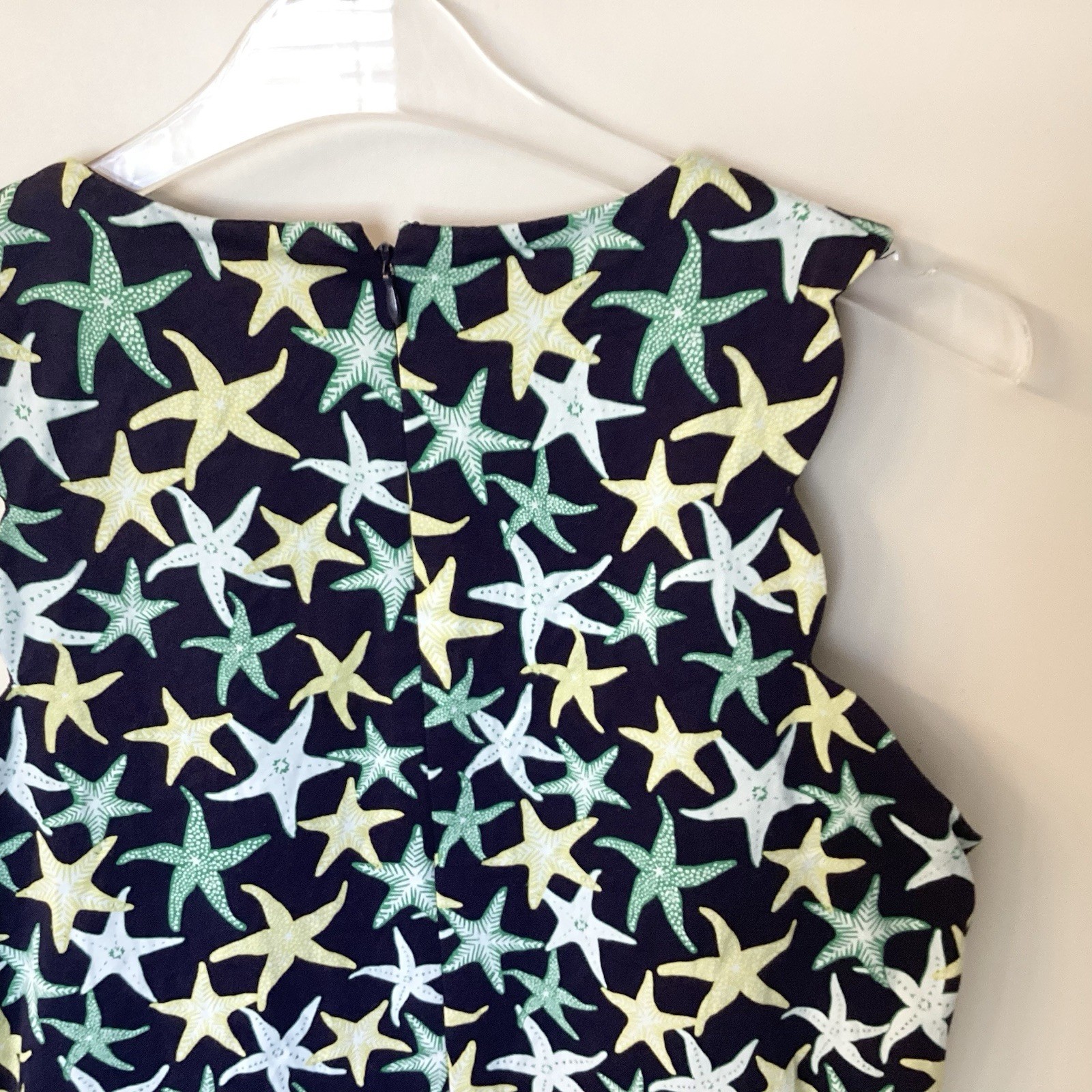 Pappagallo Sleeveless Starfish Print Sheath Dress – Navy – 8