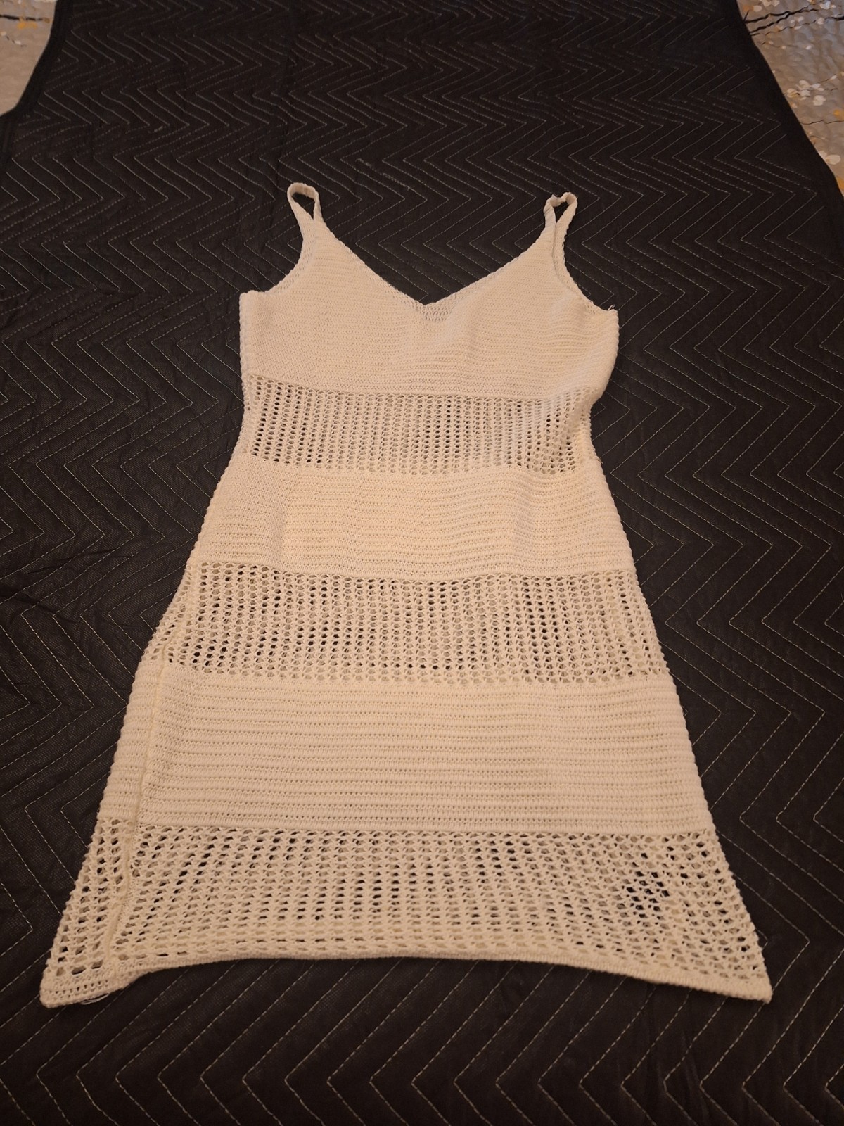 SHEIN Women’s Large Cream Knit Tank Dress Cut Out Sleeveless Bodycon Midi
