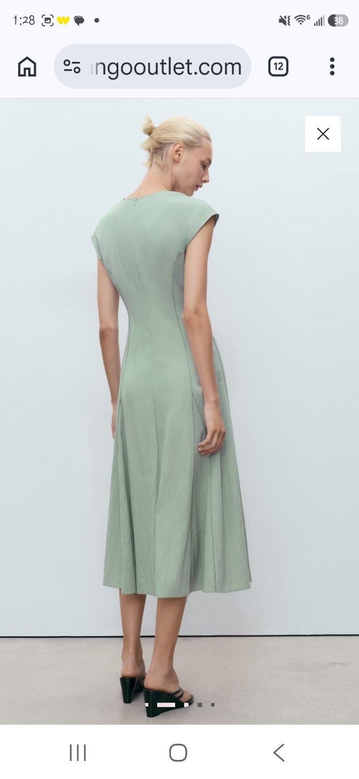 MANGO Green Solid A-Line Midi Dress V-Neck Sleeveless Women’s XL