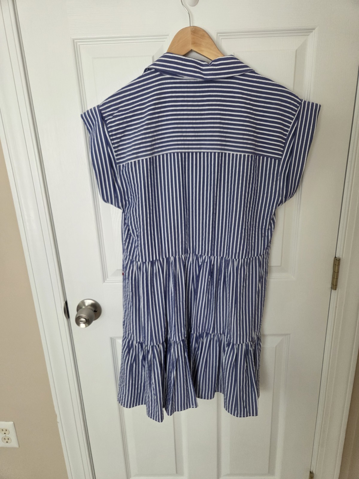 Tommy Hilfiger Blue And White Striped Tiered Dress Size 8 NEW