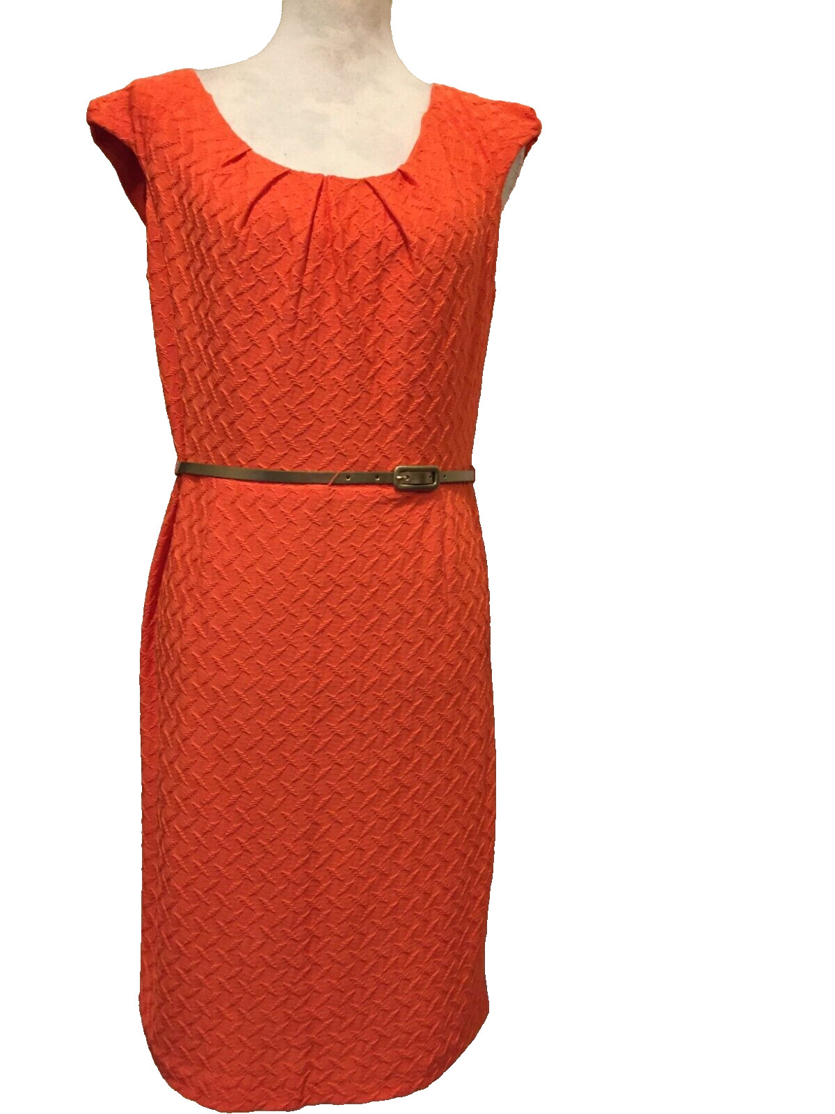 Dressbarn Coral Dress & Belt, Size 10, Cap Sleeves, Stretch ,Tag $44.00, NWT