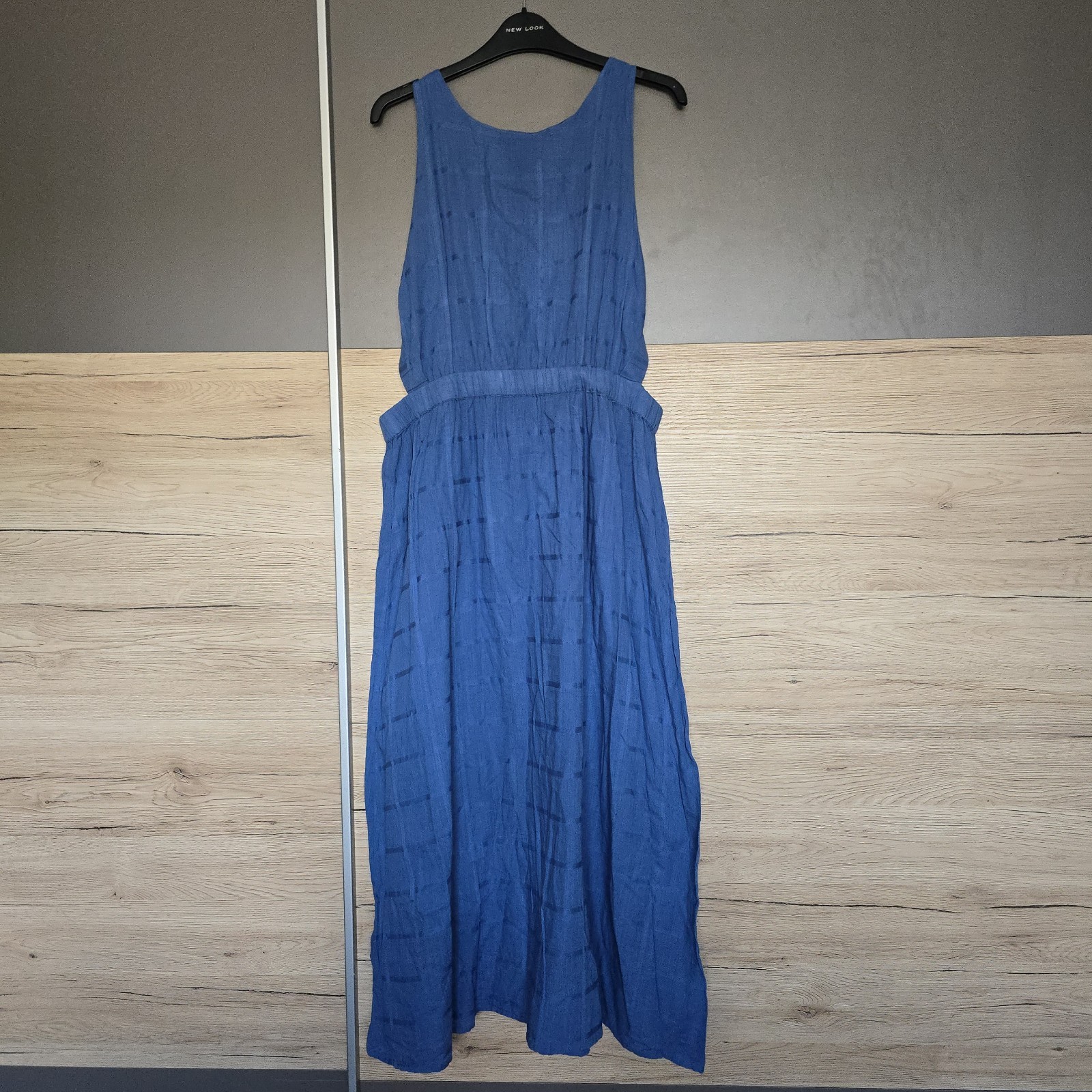 New Look Blue Midi Sun Dress Open Back Size 16