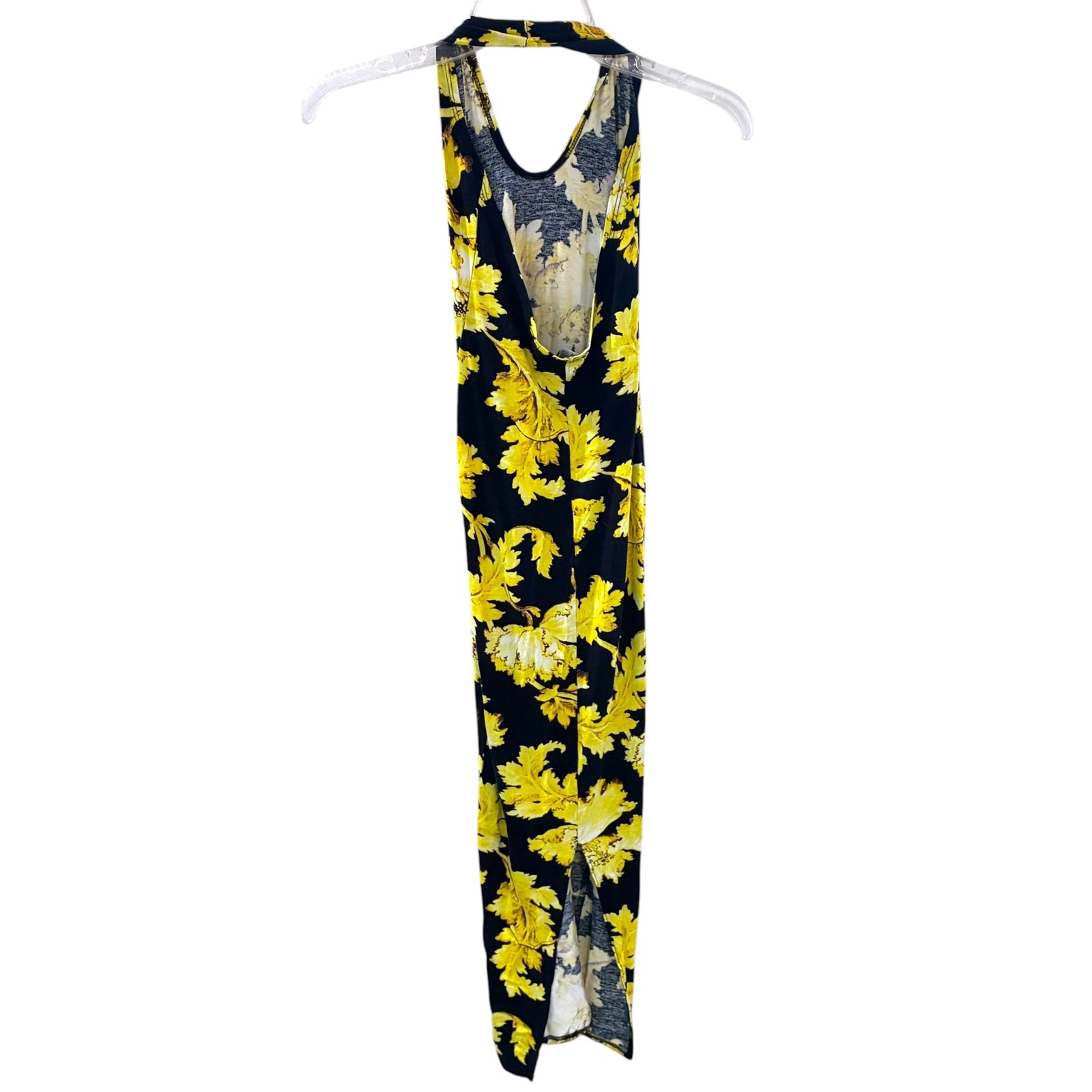 ASOS DESIGN Halter Maxi Dress Black Yellow Floral Open Back Women’s US 2