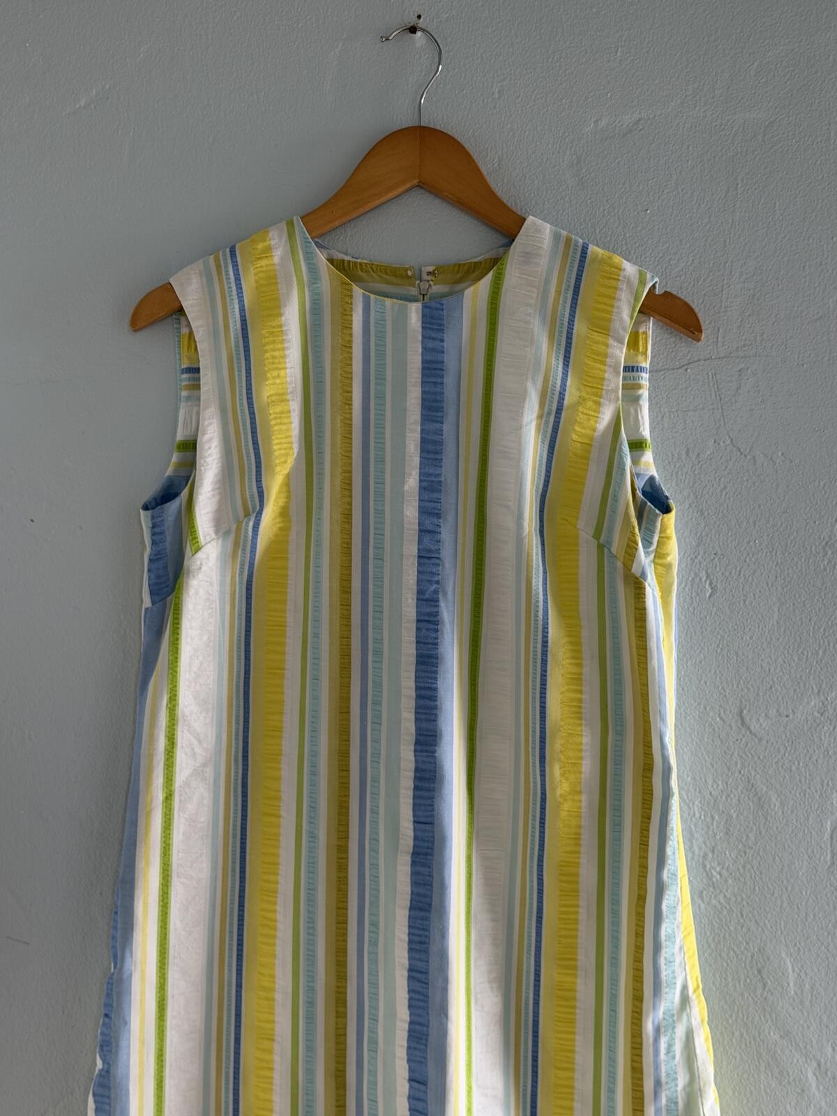 Sleeveless Striped Midi Dress Multicolor Cotton Blend
