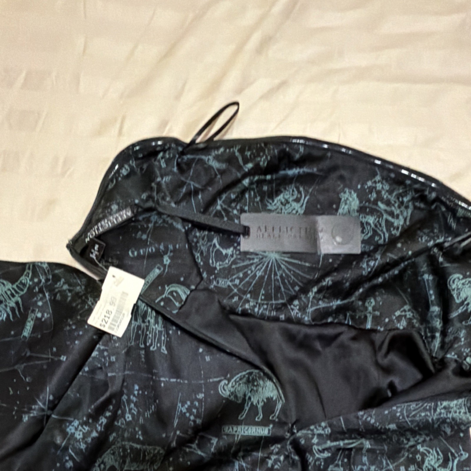 Affliction Black Premium Mini Dress Constellation Strapless Black Green Size 2