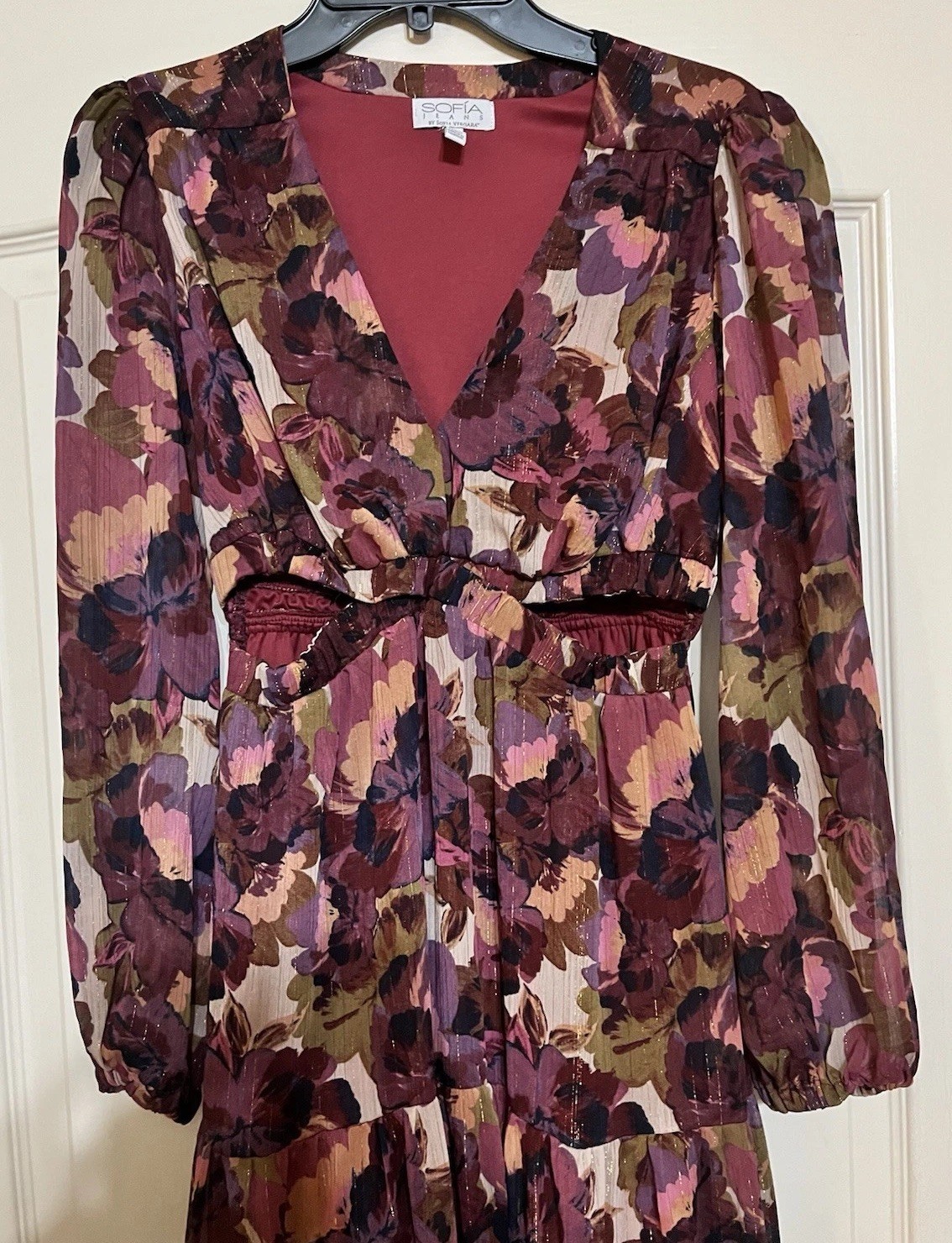 Sofia Jeans by Sofia Vergara Floral Midi Dress Women’s Small Long Sleeve Boho