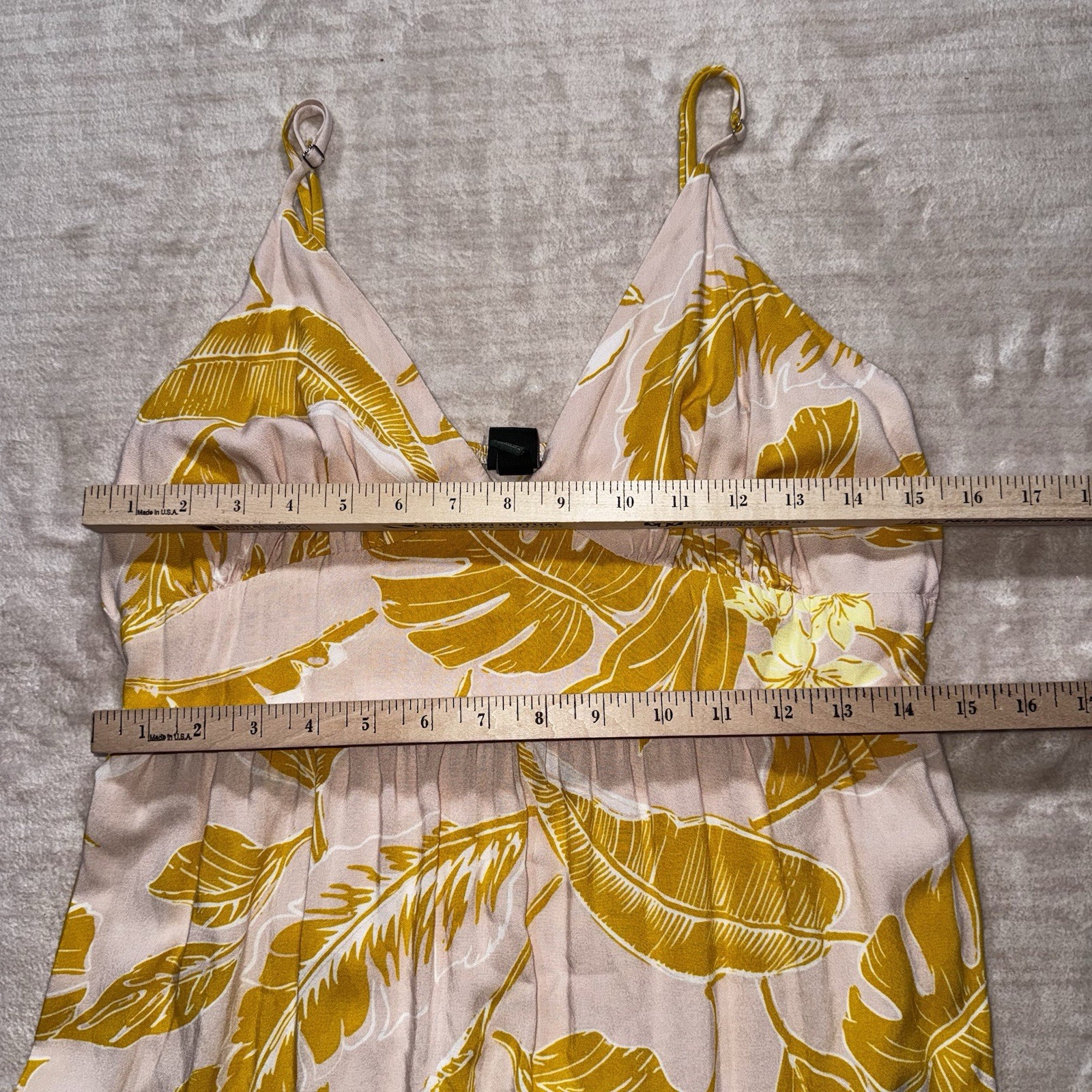 Wild Fable Women’s Tropical Leaf Print Maxi Dress Size Large Pink Mustard Rayon