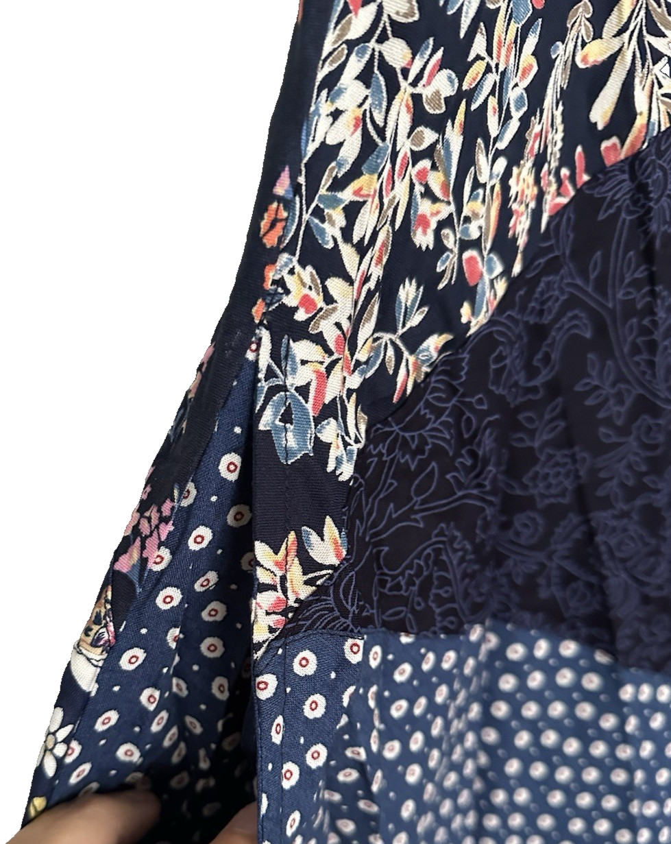 Jaded Gypsy S/M Sleeveless Patchwork Floral Maxi Dress in Navy Blue NWT