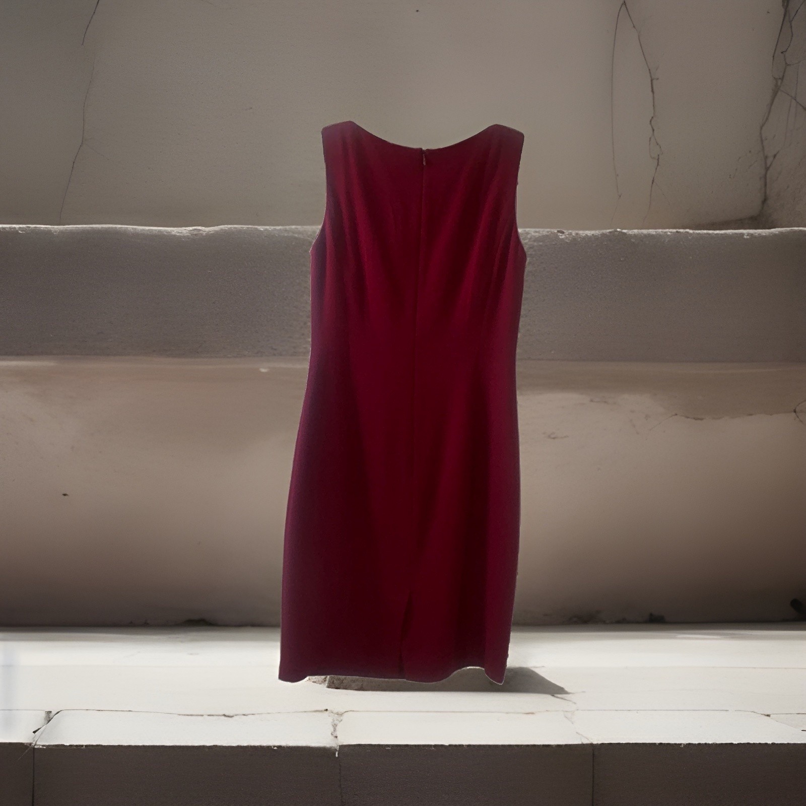 Ann Taylor Red Wool Blend, Satin-Lined Sheath Dress, Size 6