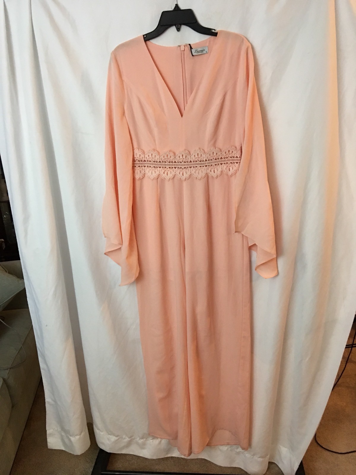 Lumier By Variant Peach Medium Jumpsuit Lace Womens Pantsuit Cocktail Attire M
