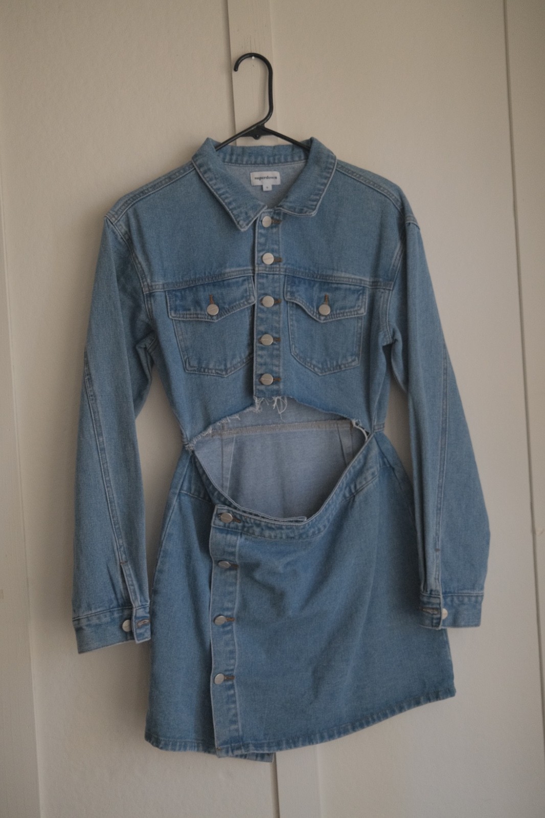 Superdown Mika Button Front Denim Dress in Mid Wash Blue Size S REVOLVE