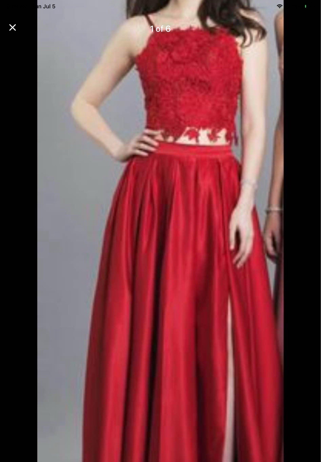 Dave & Johnny Red Lace Sleeveless Spaghetti Strap Long Maxi Dress Petite 4