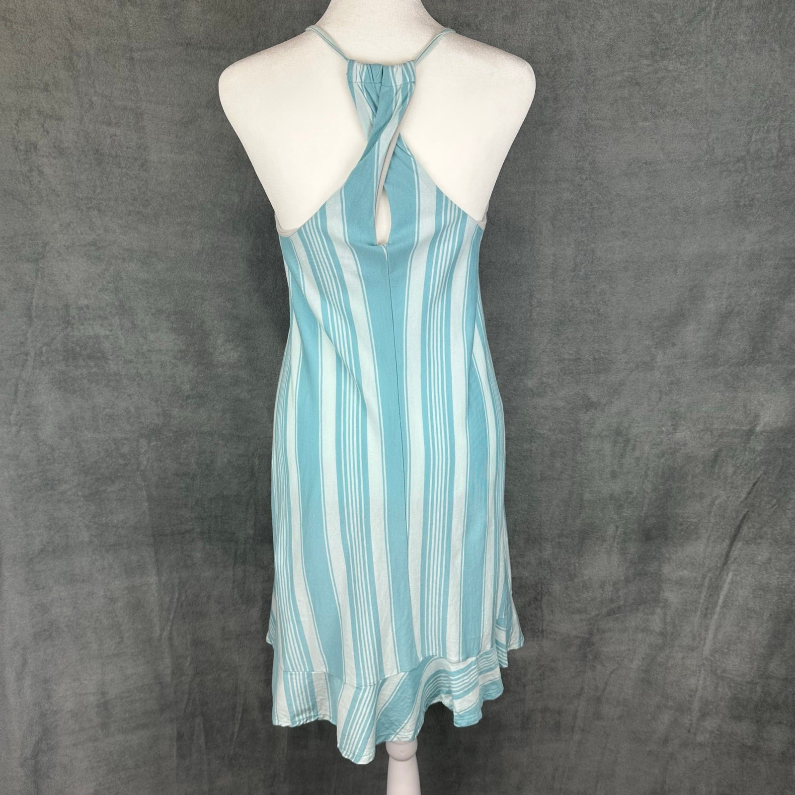 Patagonia Dress Womens Small Blue Striped Alpine Valley Ruffle Outdoor Nature