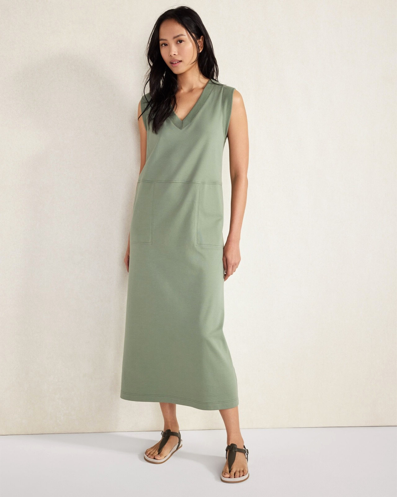 HAVEN WELL WITHIN Womens $98 Organic Cotton Interlock V-Neck Dress size XL