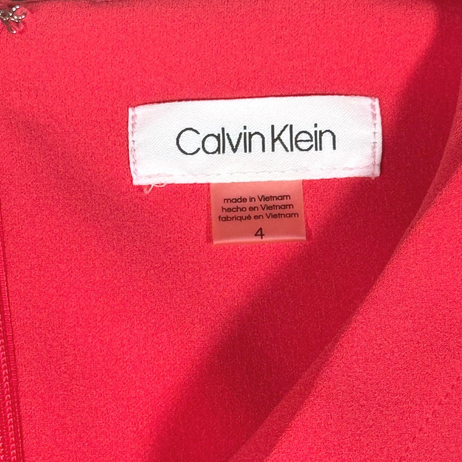Calvin Klein Womens Pink Pleated Sleeveless Sheath Dress Size 4 Crepe Cocktail