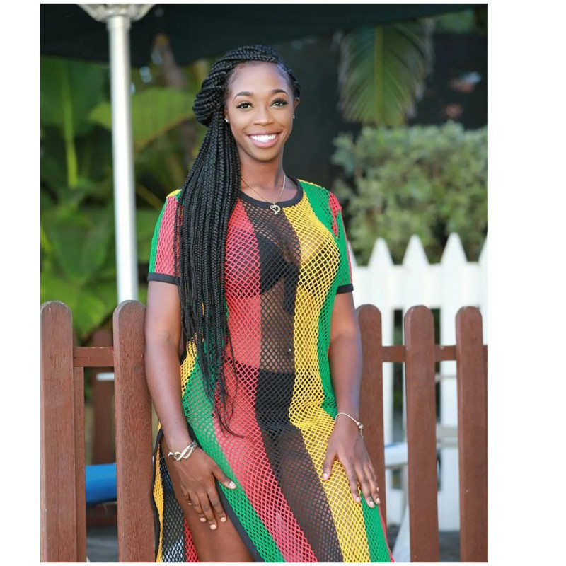 Jamaican Maxi dress, Multicoloured, Side split Fashion, work, Mesh maxi dress