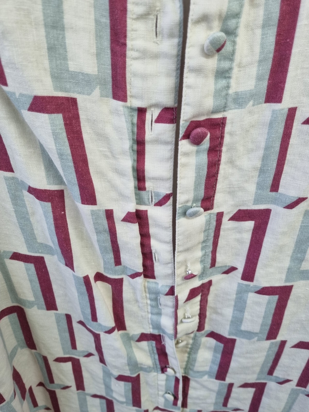 LEO LIN Linen Retro Print Shirt Midi Dress Wprkwear Size 8 AU Preloved