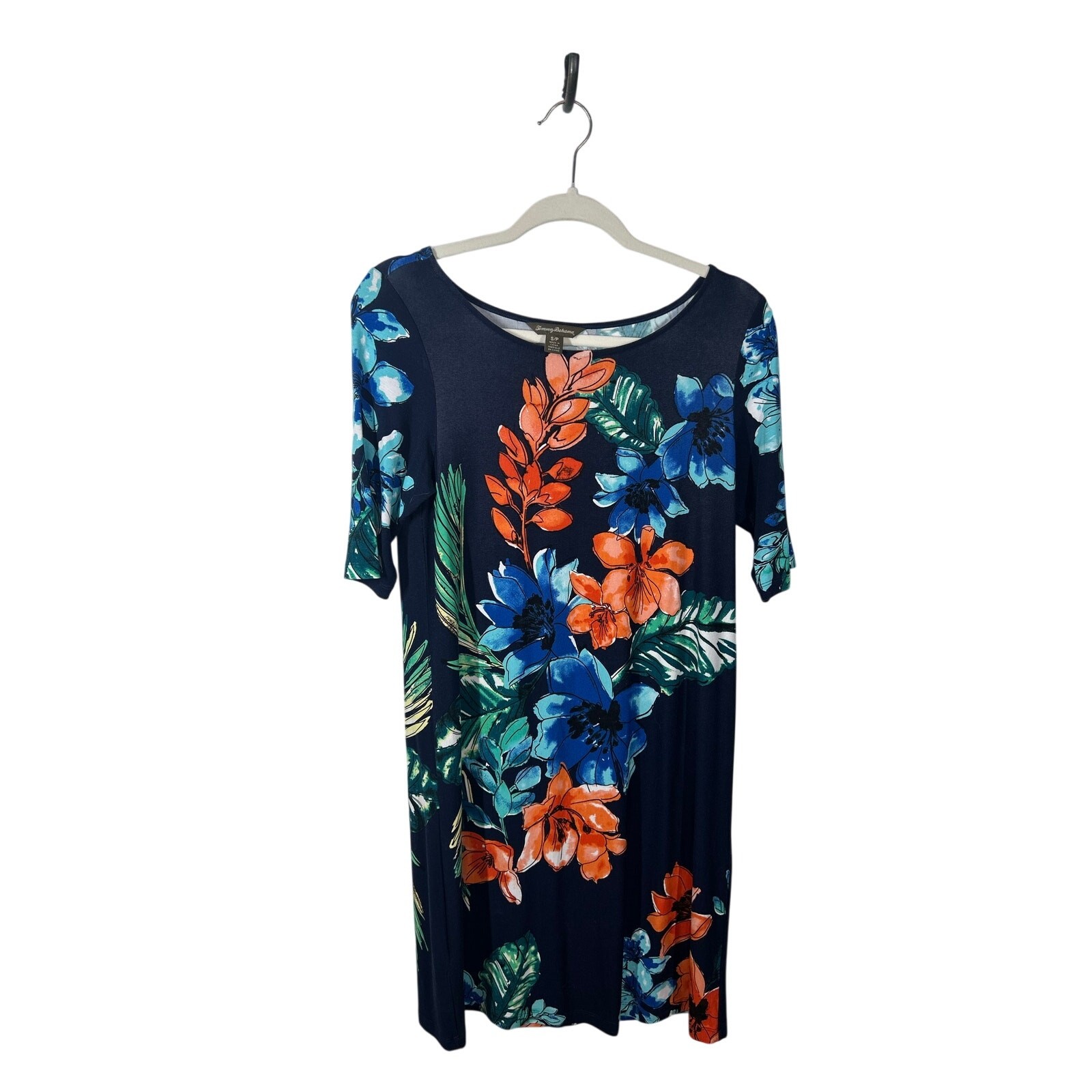 Tommy Bahama Womens Small Tropical Shift Dress Resort Vacation 3/4 Sleeve