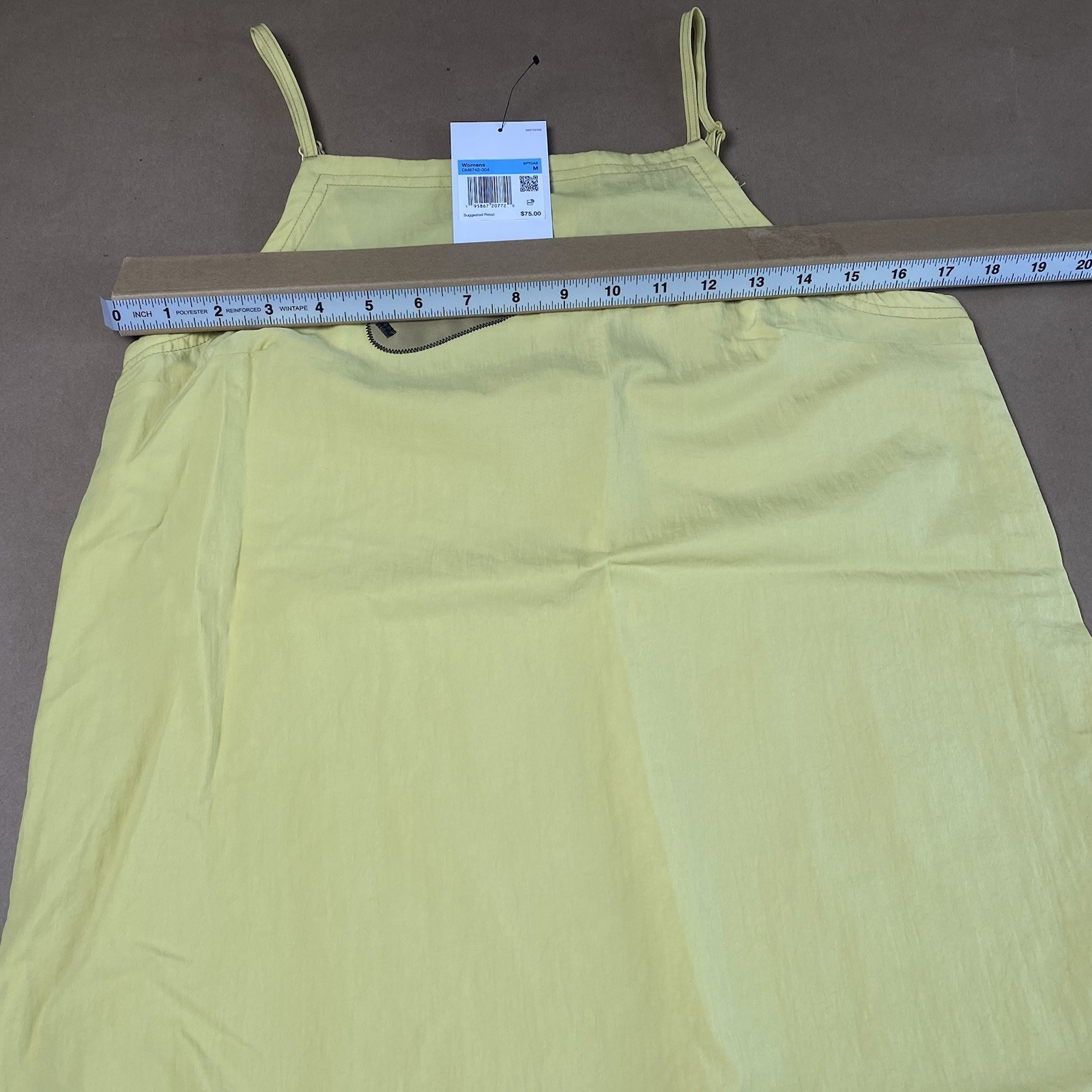 Nike M Medium NSW Swoosh Woven Casual Cami Dress Yellow Women Celery Sportswear