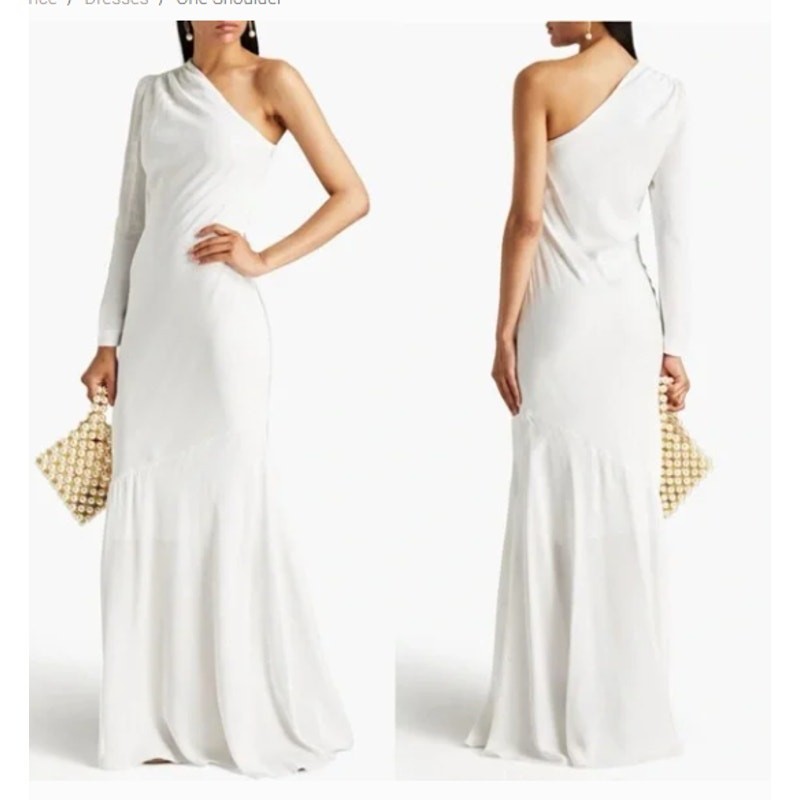 Rebecca Vallance Asymmetrical Blume One- One-shoulder Crepe Gown Dress Size 10