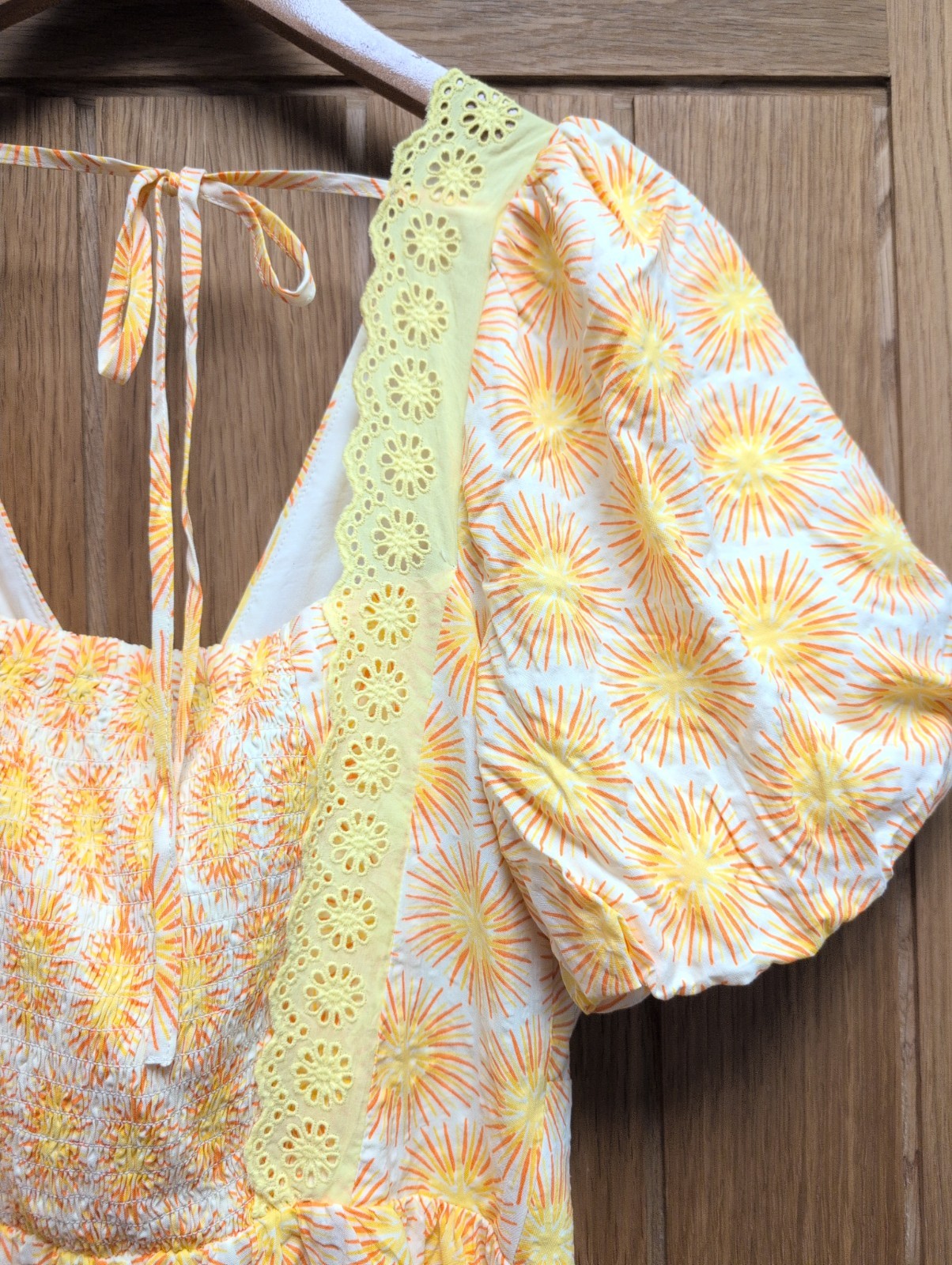 NWT Oliver Bonas Yellow Orange Pattern Button Sundress Size 6