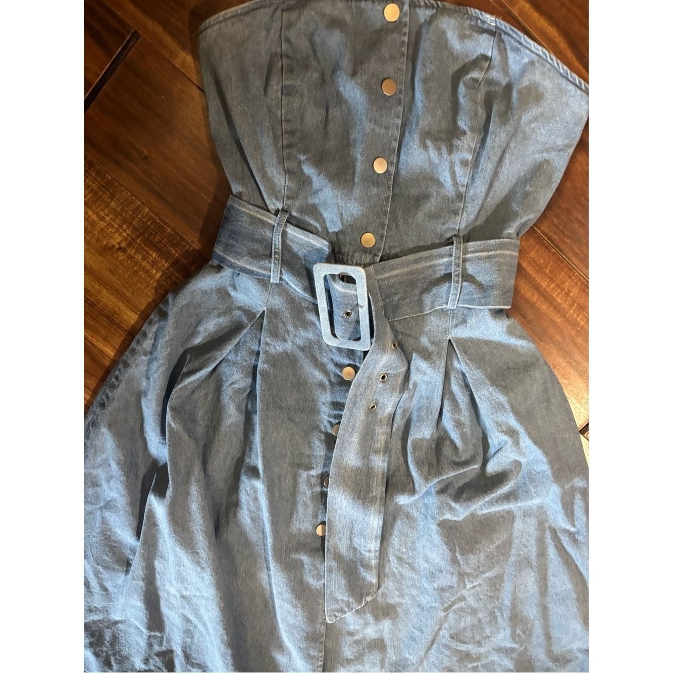 J.O.A. Denim dress buckle button down silver hardware medium Cowgirl rodeo