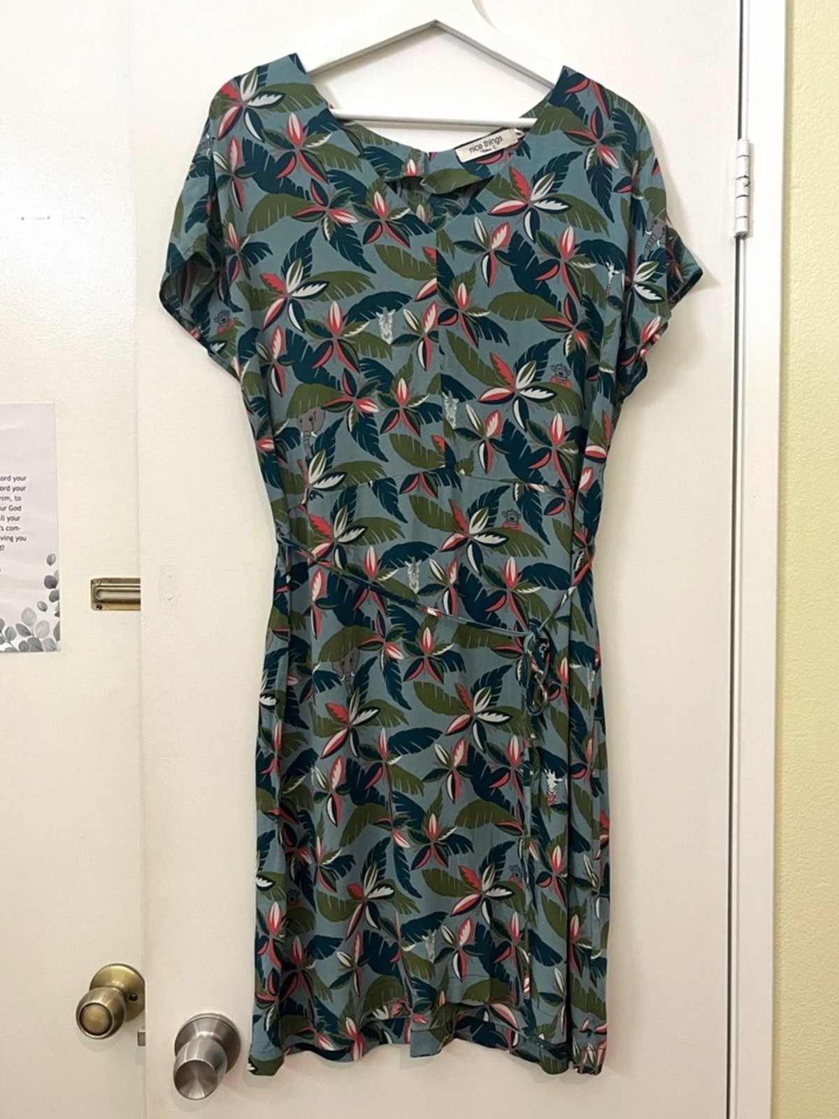 Nice Things Paloma S. Jungle Safari Animal Print Belted Dress Size 12