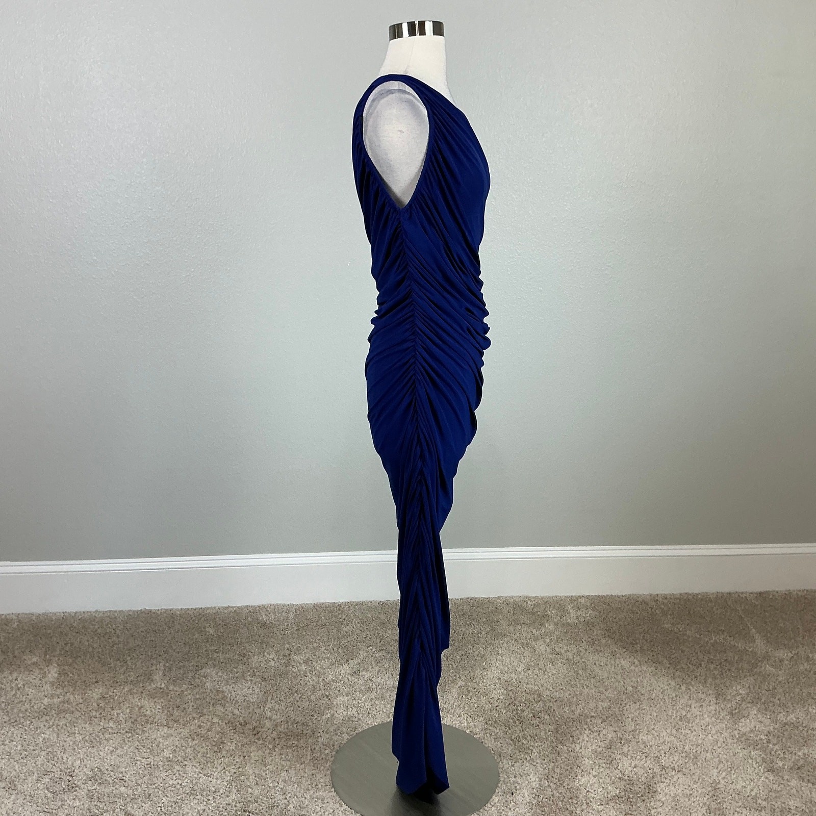 Betsy & Adam Blue Evening Gown One Shoulder Ruched Bodycon Formal Dress Size 6