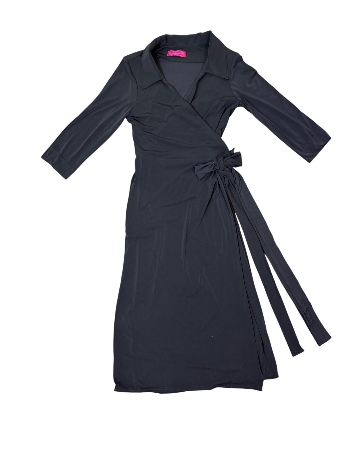 Melissa Masse Womens Black Wrap Shirt Dress Large Stylish & Comfy