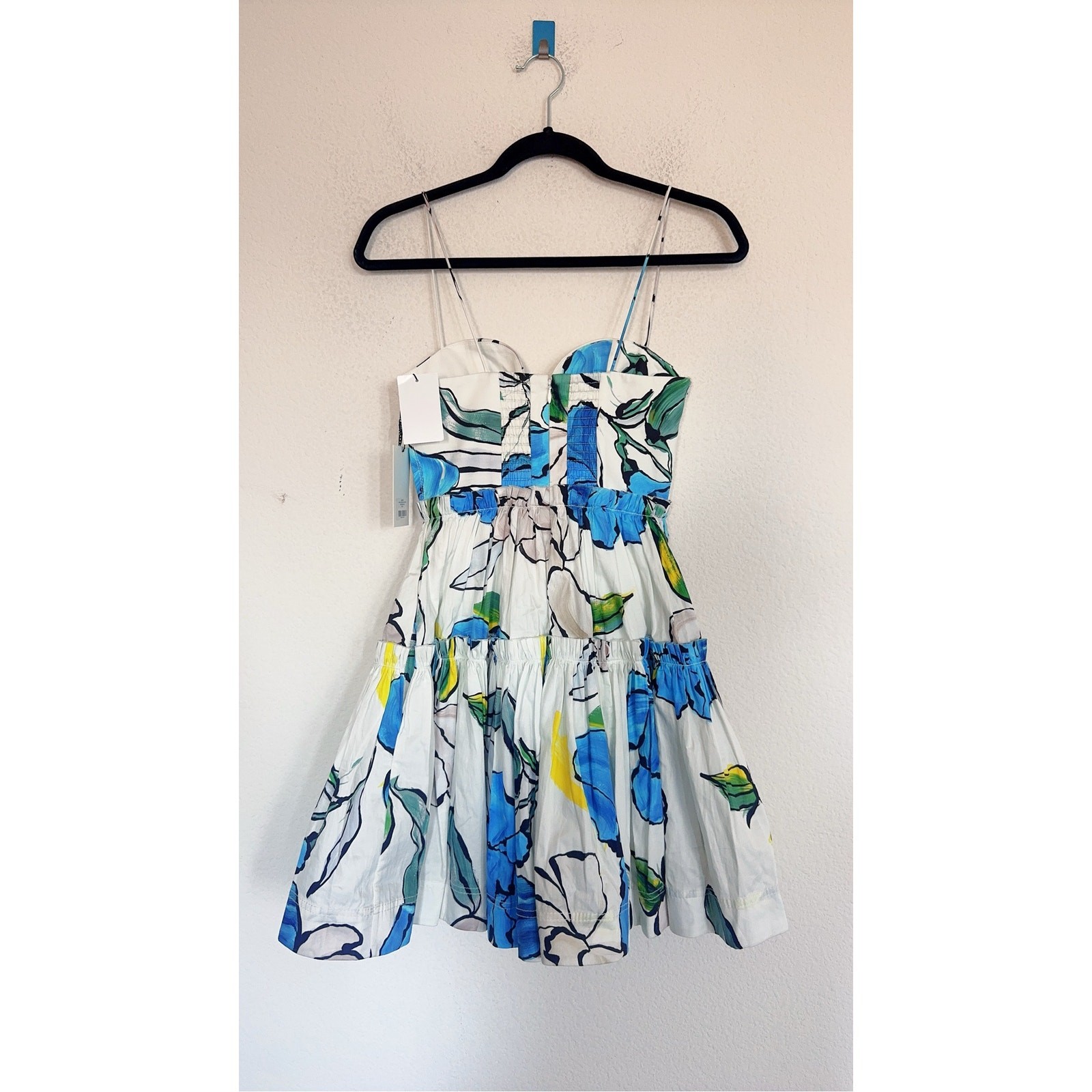 Aje Maya Tiered Mini Dress Cool Camellia Floral Cotton NWT UK6/US2