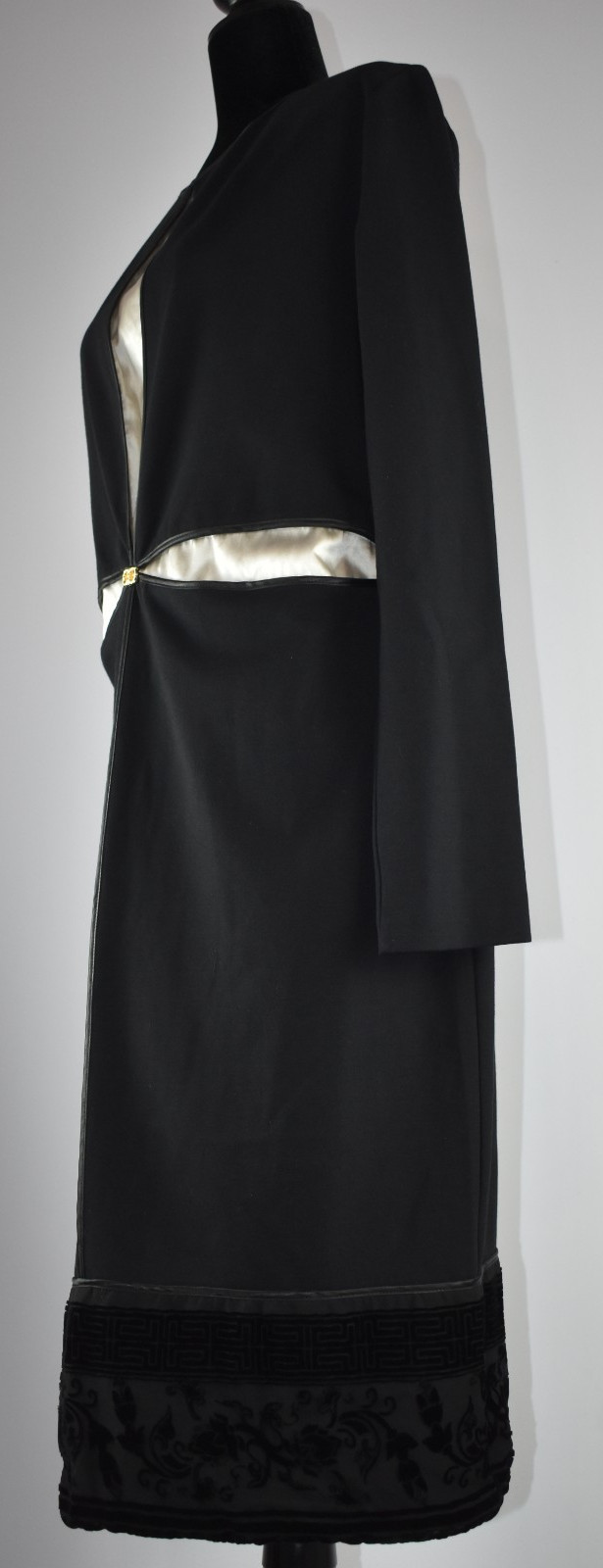 Roberto Cavalli Class Sz 16 Black White Long Sleeve Cocktail Sheath Dress Italy