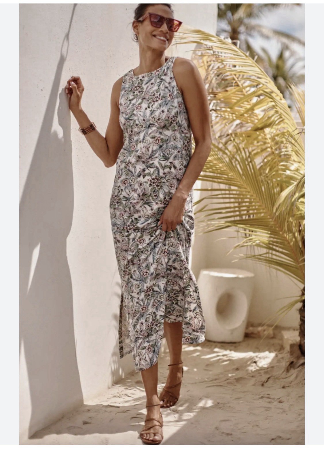 J Jill Sleeveless Floral Maxi Stretchy Knit Tank Dress Size M