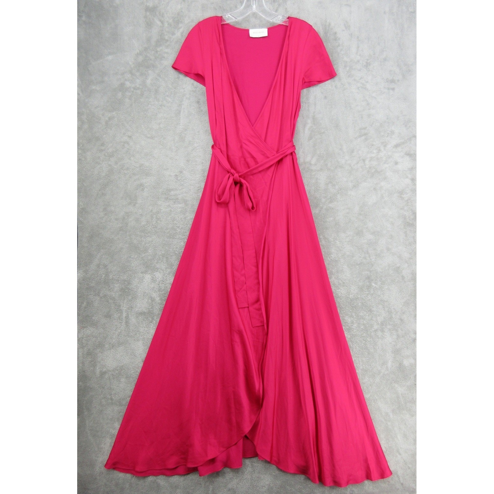 Roses Are Red Dress Womens Size M Doris Wrap Fuchsia Pink Maxi Handmade Silky