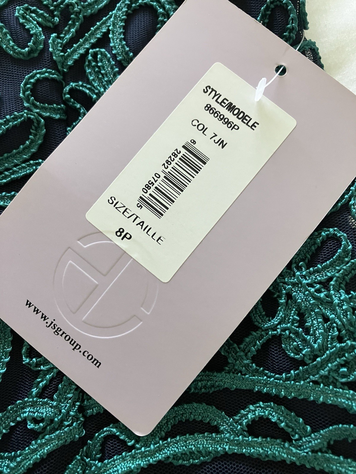 NWT JS Collection V – Soutache Jade Embriodered Cocktail Dress 8P