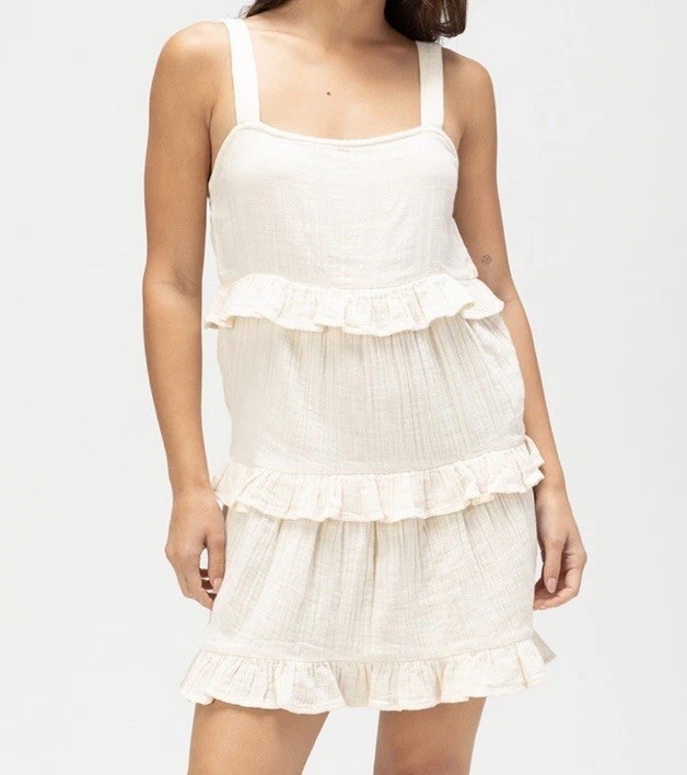 NWT Roxy Soft Sane Mini Dress Small $54 100% Cotton Adjust. Straps Coverup