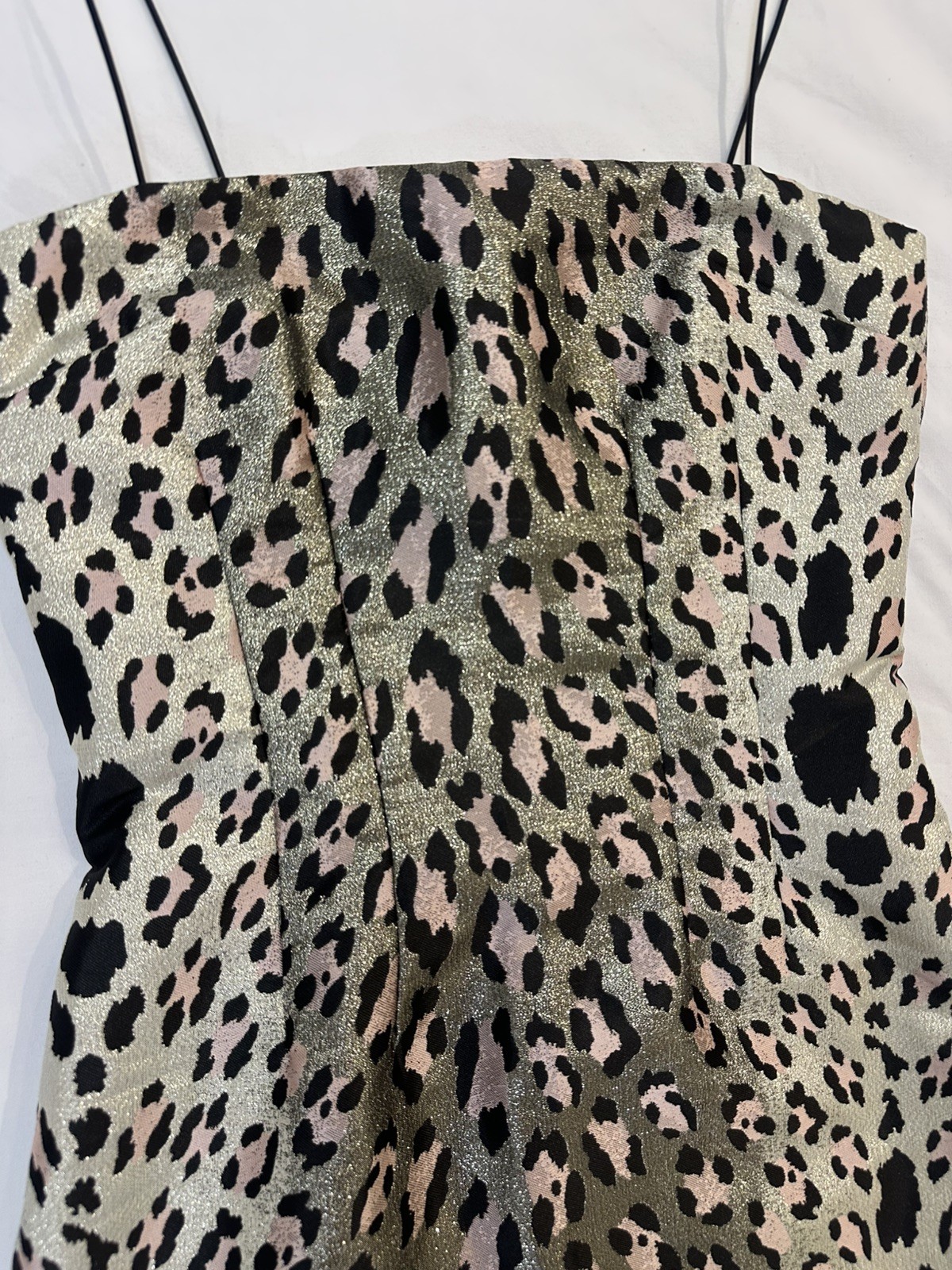BWLDR Leopard Print Mini Dress Size 8 | Metallic Jacquard Party Dress Y2K