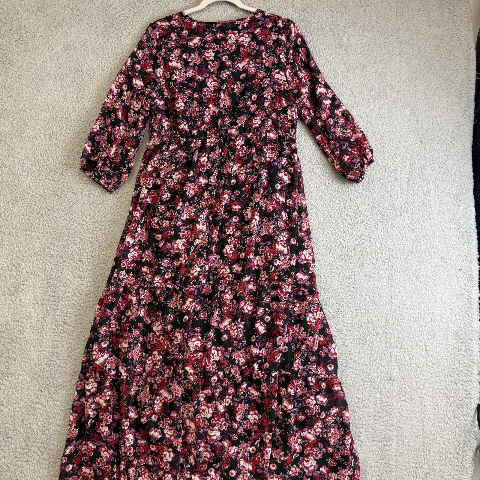 Isabel Maternity By Ingrid & Isabel Dress Womens Large Black Floral Maxi Chiffon