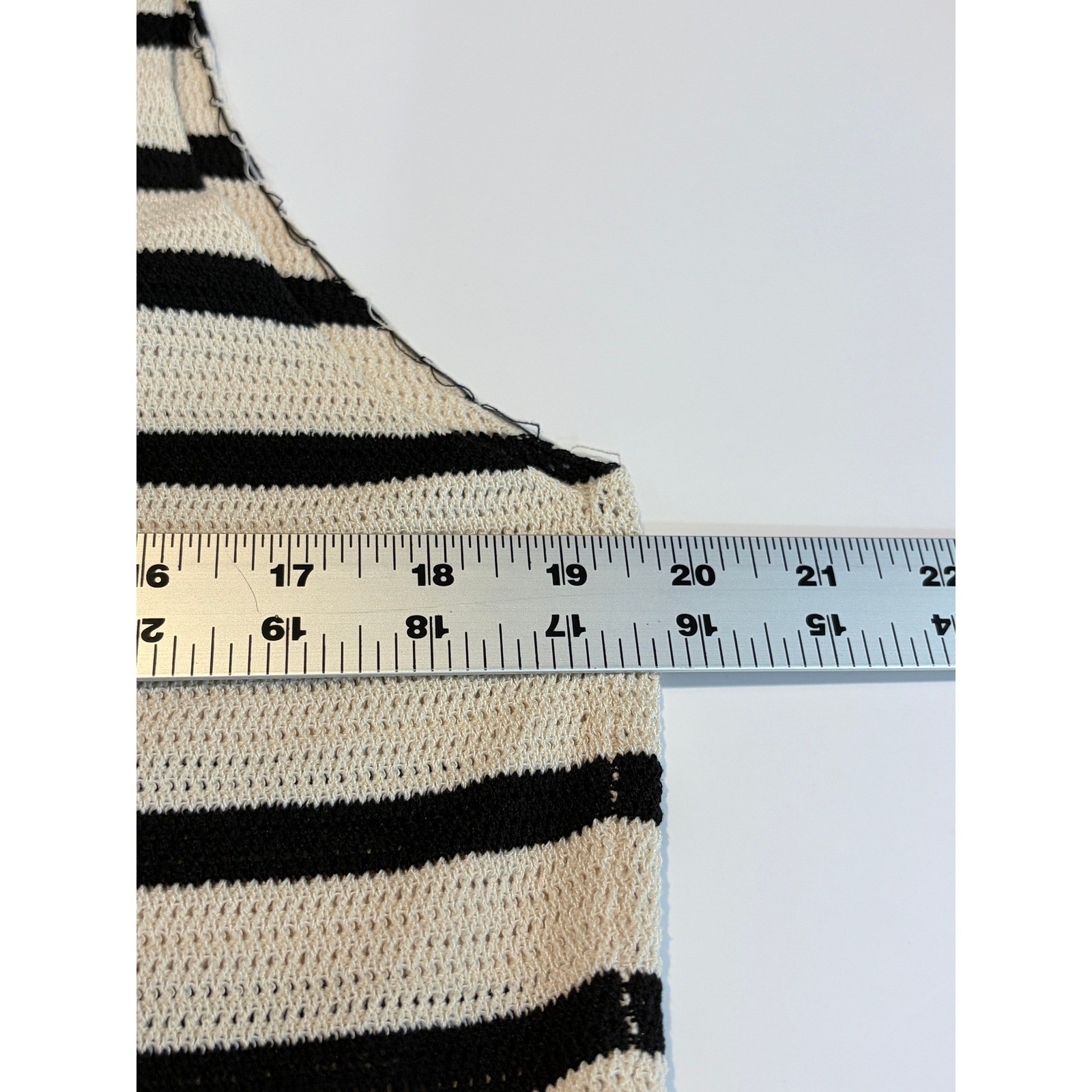 mello. Los Angeles Striped Knit Midi Dress Distressed Neck Cream Black Medium