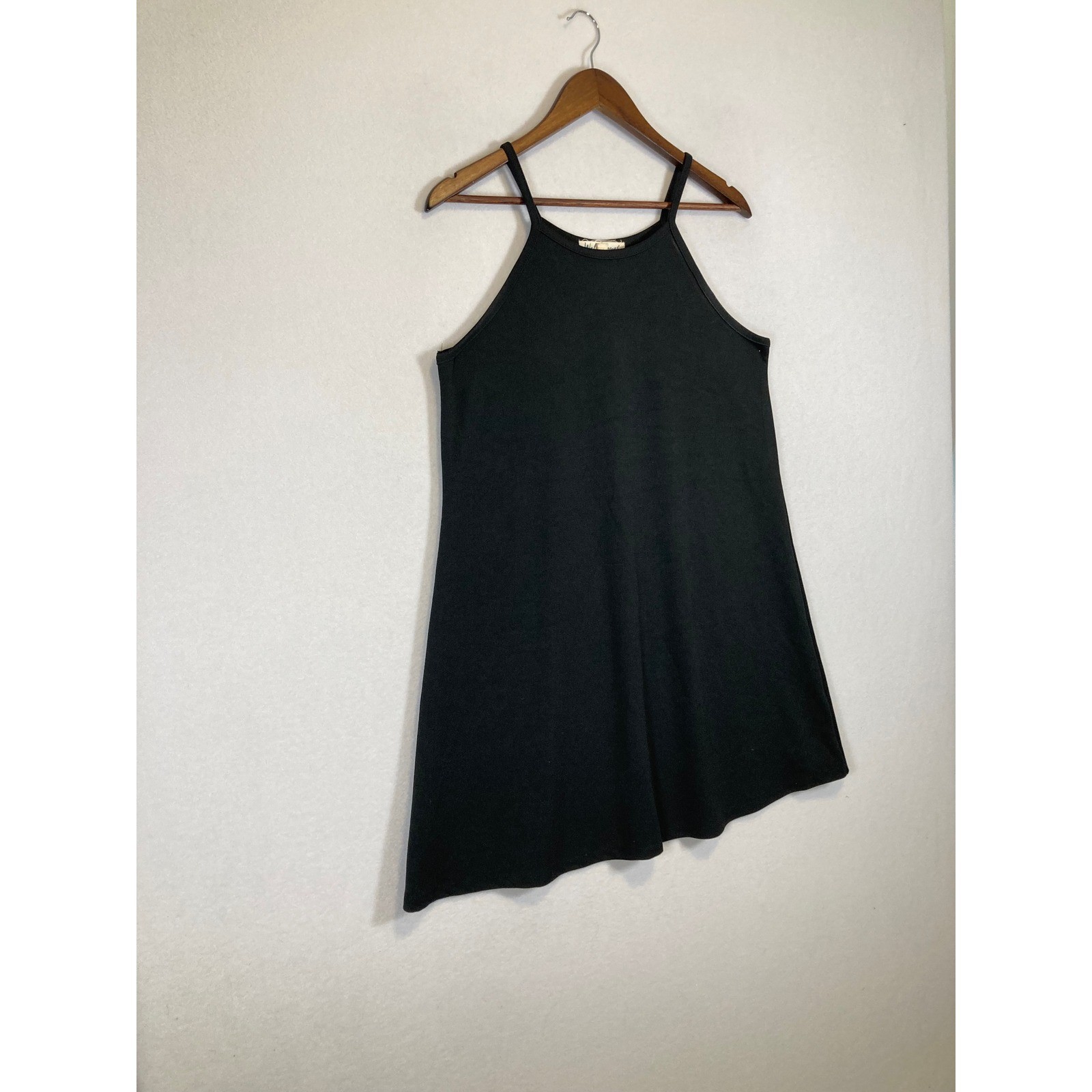 Minimalist WallFlower Women Large Black High Neck A-Line Stretch Mini Dress