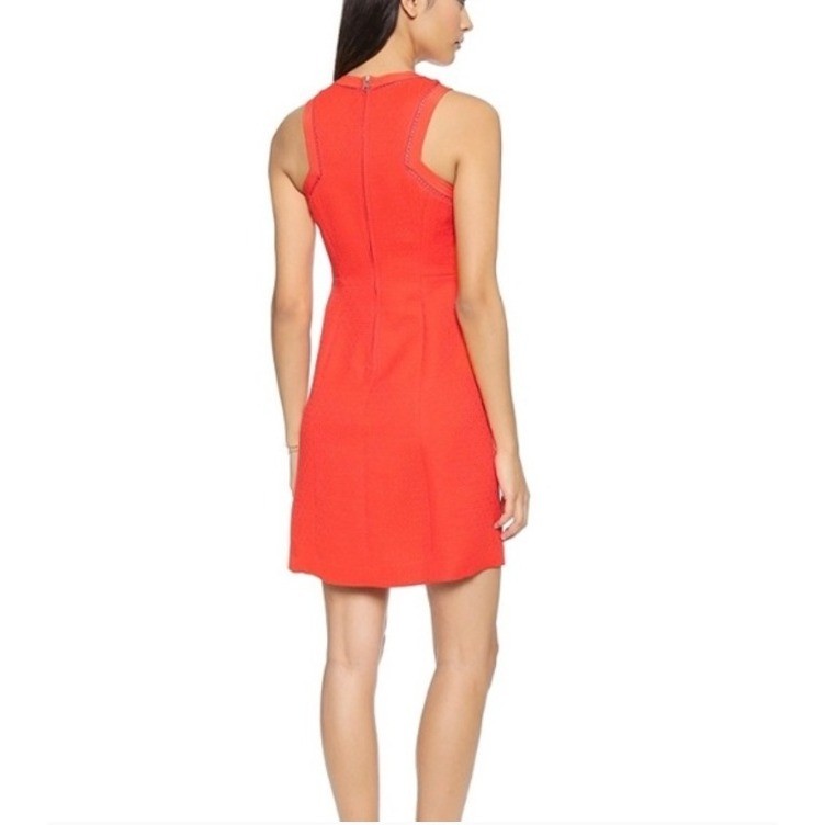 Rebecca Taylor Matelasse Sleeveless Dress Size 4 Orange Cocktail Summer Preppy