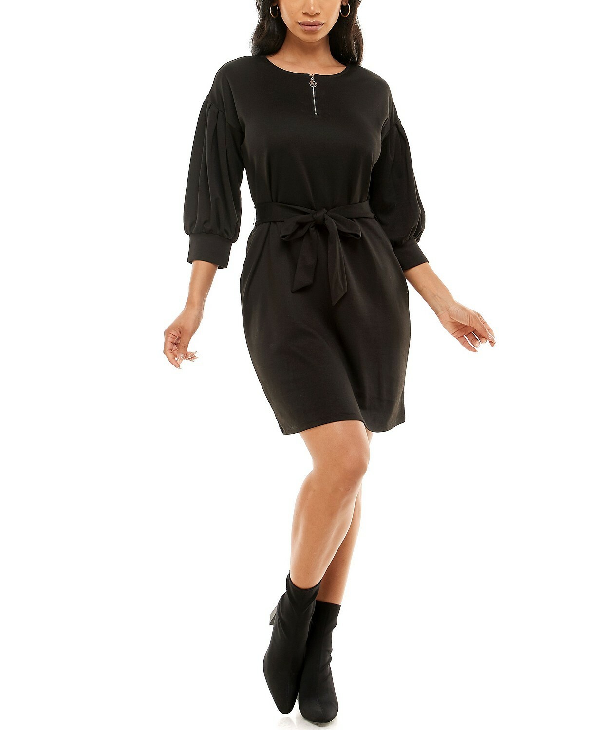 Adrienne Vittadini Women’s 3/4 Drop Shoulder Sleeve Dress Black Size Medium
