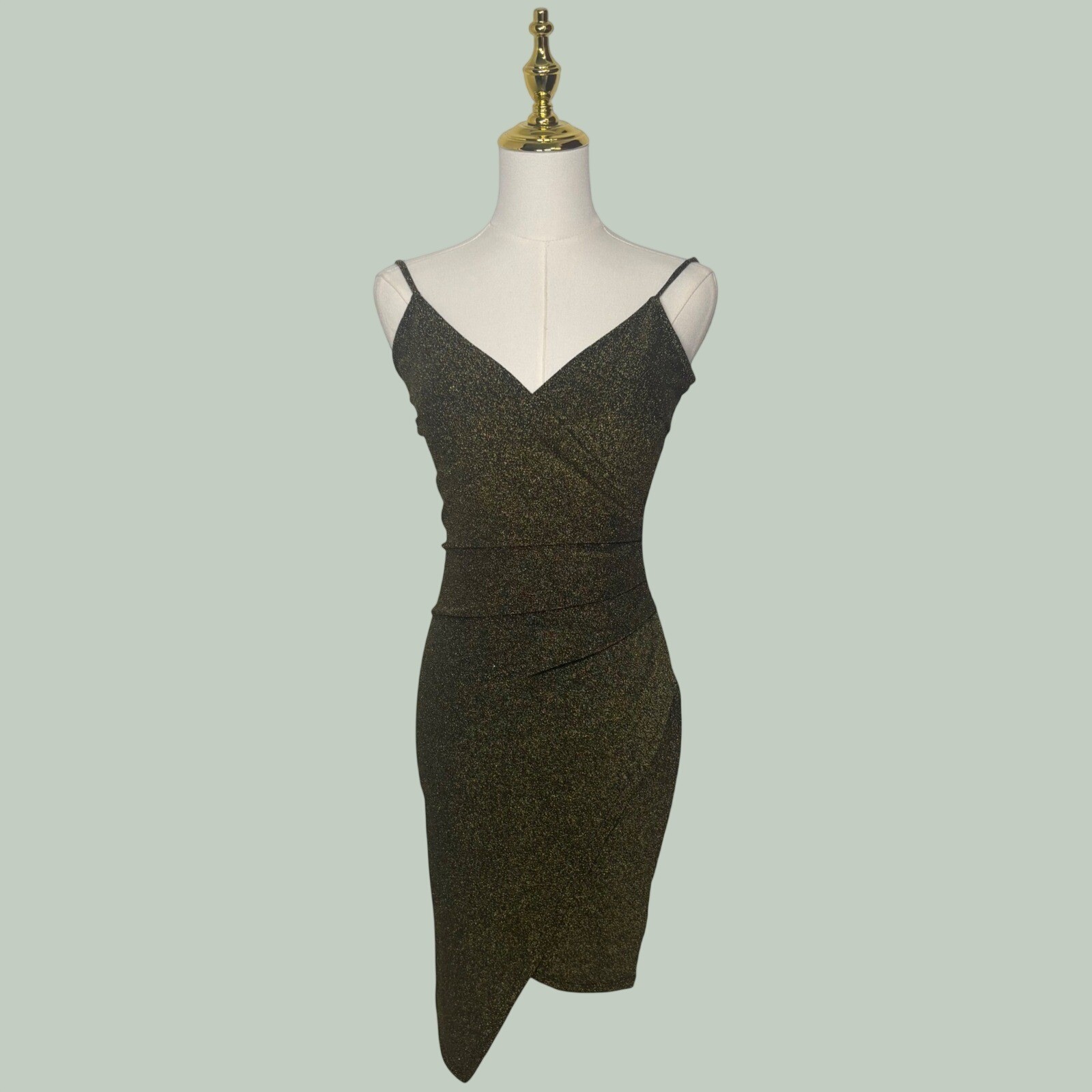 charlotte russe black gold glitter mini wrap dress y2k chic coquette night out