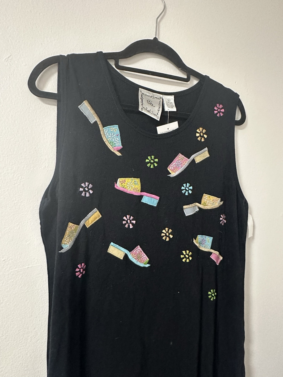ICONIC NWT Michael Simon Set Shoe Print Embroidered Button Down And Dress