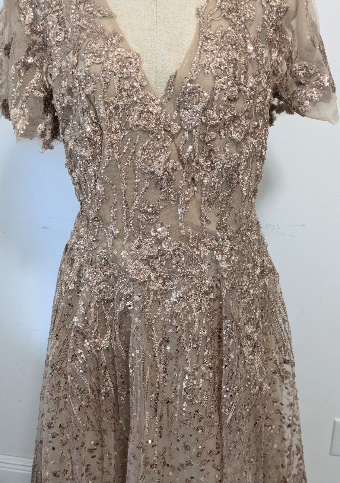 Mac Duggal Embellished Butterfly Fit & Flare Tea-Length Dress Size 12 Wedding