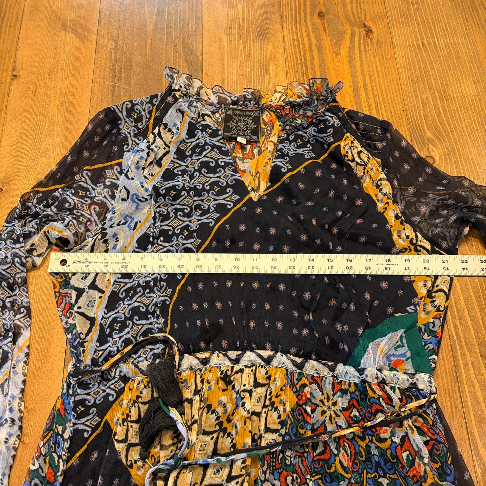 Johnny Was Jade Silk Blend Patchwork Dress Floral Medium Boho