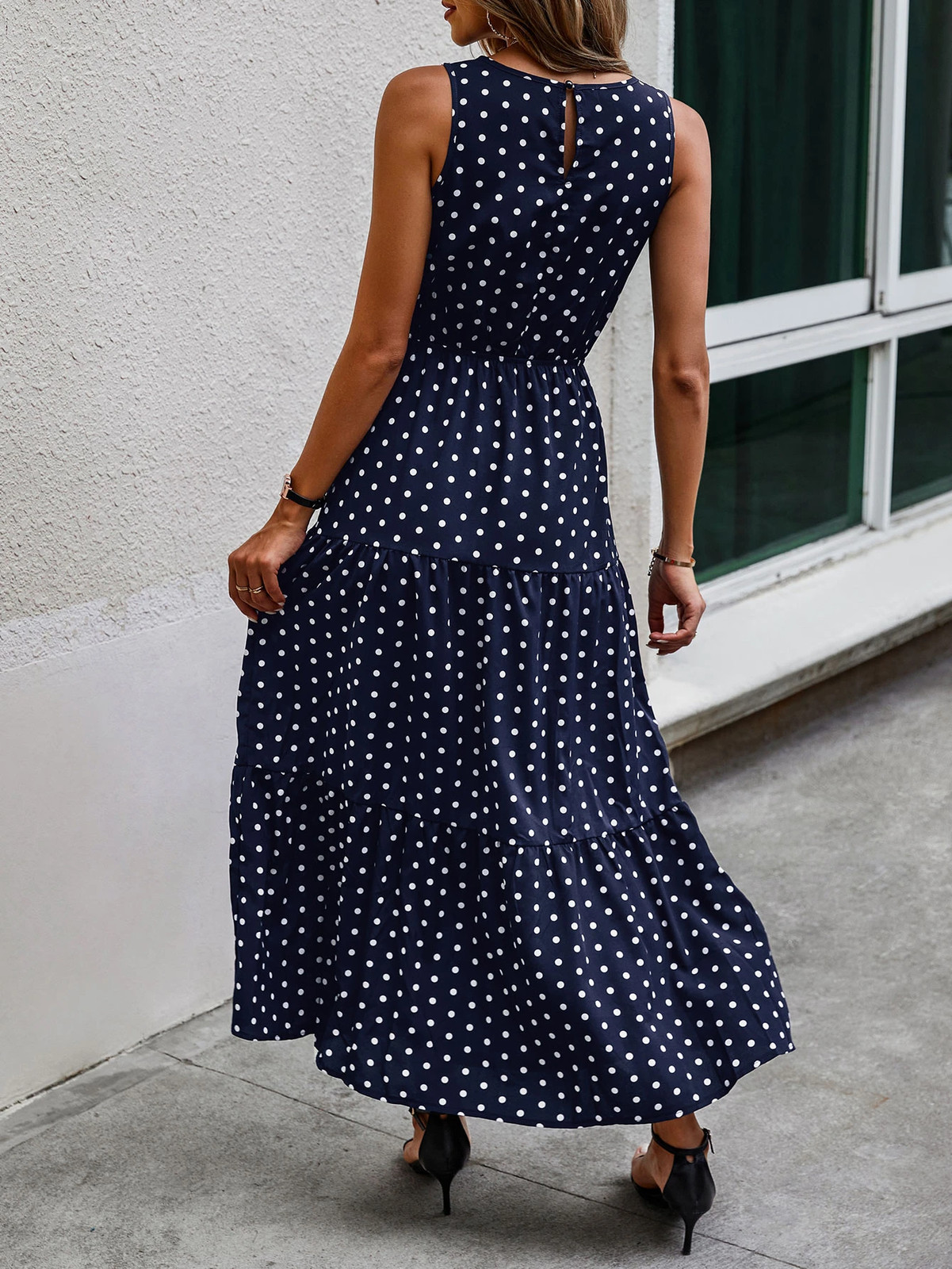 Ladies A Line Cut Ruffle Hem Louniche Maxi Dress