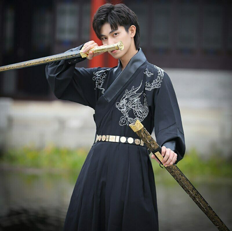 Plus Size Hanfu Men Chinese Ancient Embroidery Set Cosplay Costume Hanfu Outfit