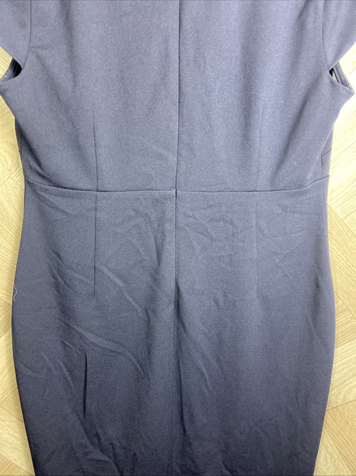 Calvin Klein Navy Blue Notched Neck Sheath Work Dress Women’s Size 14 Smart