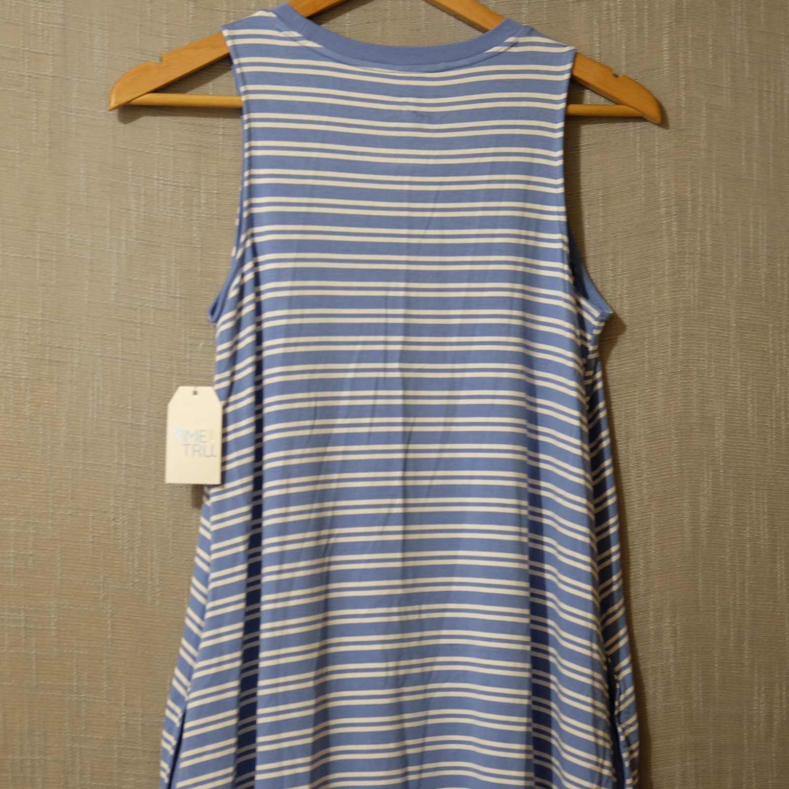 NWT! Time and Tru Blue & White Stripped Sleeveless Tank Dress Womens S #A-67